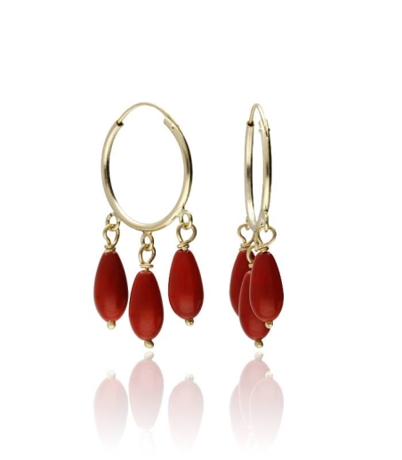 Pendientes Oro amarillo 18k con corales