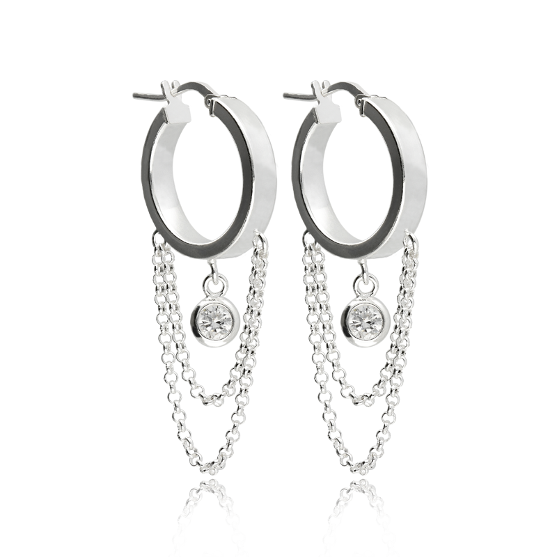 Pendientes "New Life" Aros en Plata de Primera Ley