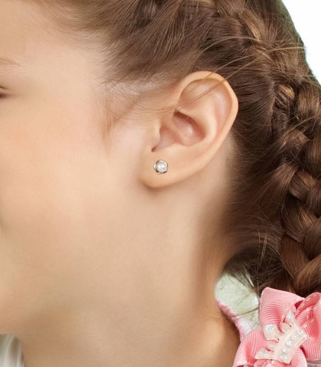 Pendientes Oro Flor con Perla