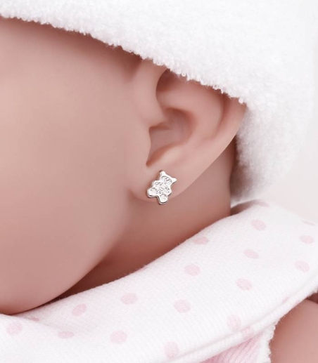 Pendientes "Baby Bear" Osito Oro Blanco 18k