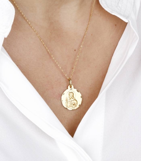 Escapulario Oro 18k 20mm "Virgen de las Angustias y Jesús"