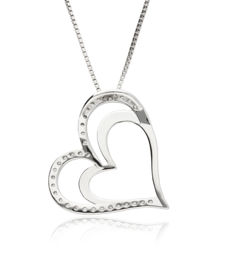 GARG. PLATA CORAZON DOBLE BRILLO/CIRCONI