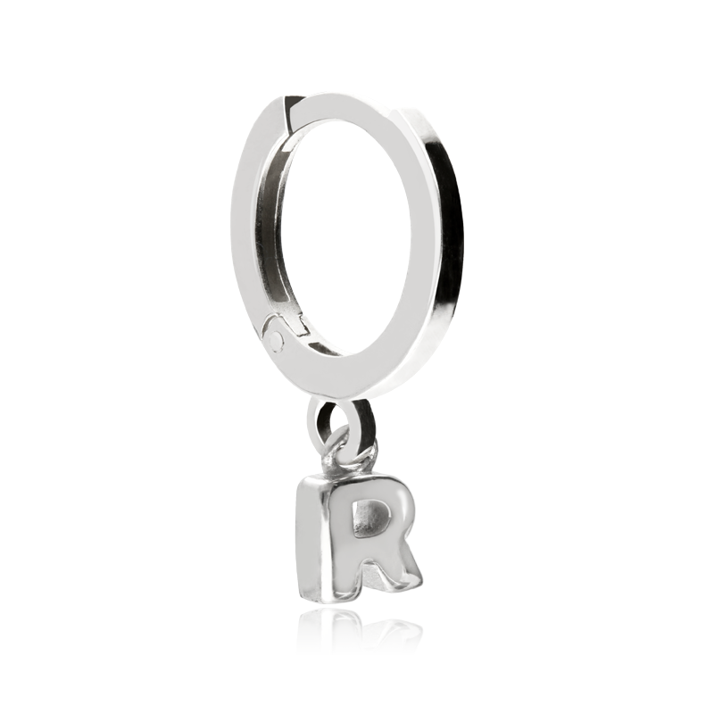 Pendiente "Inicial Hoop" R Plata de 1ª Ley Pendiente "Inicial Hoop" R Plata de 1ª Ley