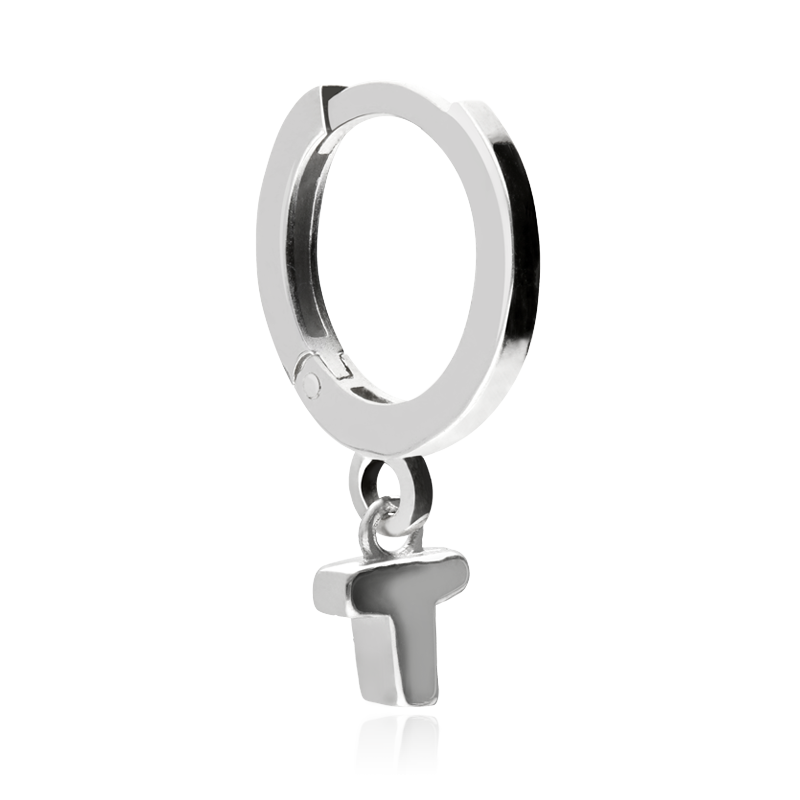 Pendiente "Inicial Hoop" T Plata de 1ª Ley Pendiente "Inicial Hoop" T Plata de 1ª Ley