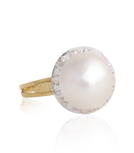 Anillo Pearl oro 18k y circonitas