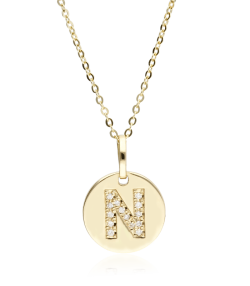 Colgante con cadena "N" circular con diamantes