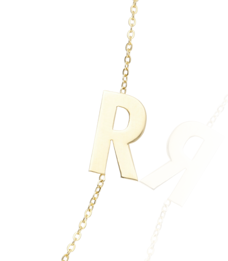 Gargantilla Glam Letra "R" oro 18k