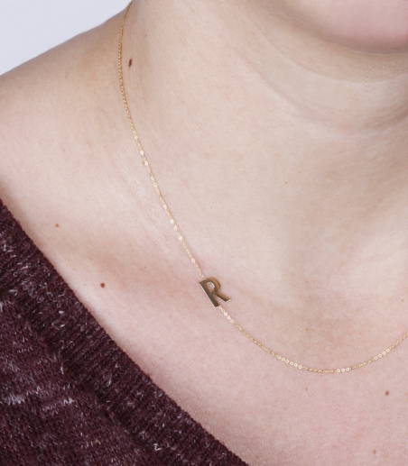 Gargantilla Glam Letra "R" oro 18k