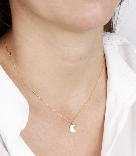 Gargantilla "Bright Moon" en Oro 18k y Diamante