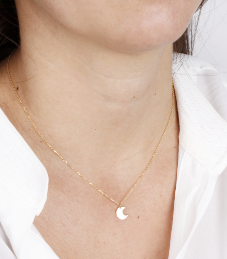 Gargantilla Oro 18k y diamante 0.005cts "Bright Moon"