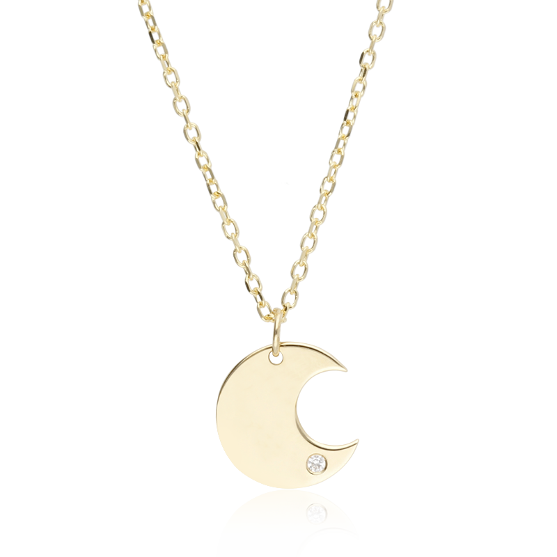 Gargantilla Oro 18k y diamante 0.005cts "Bright Moon"