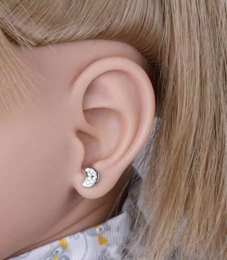 Pendientes Oro Blanco 18k Y Circonitas Lunas "Nauplia"