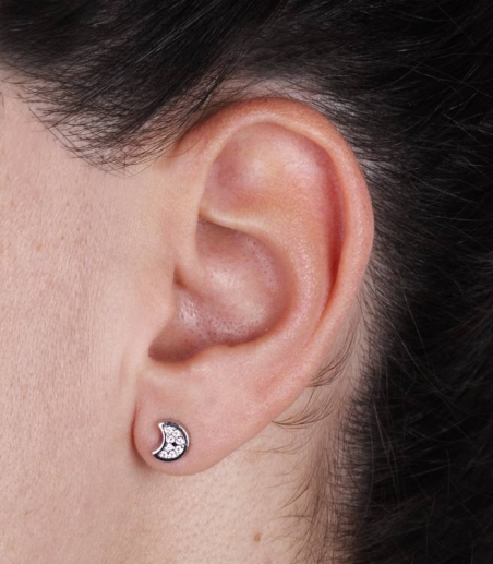 Pendientes Oro Blanco 18k Y Circonitas Lunas "Nauplia"