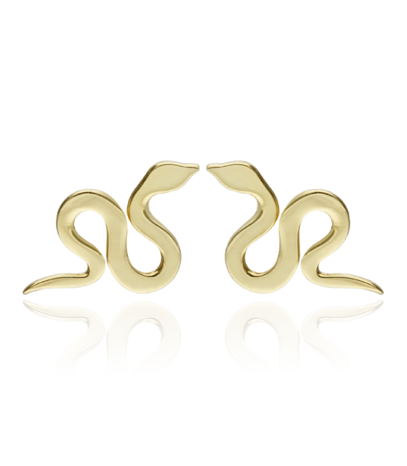 Pendientes Serpiente dorados en Plata de Primera Ley