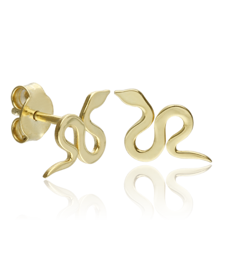 Pendientes Serpiente dorados en Plata de Primera Ley