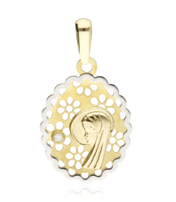 Medalla Virgen Oro bicolor 18k Diamante