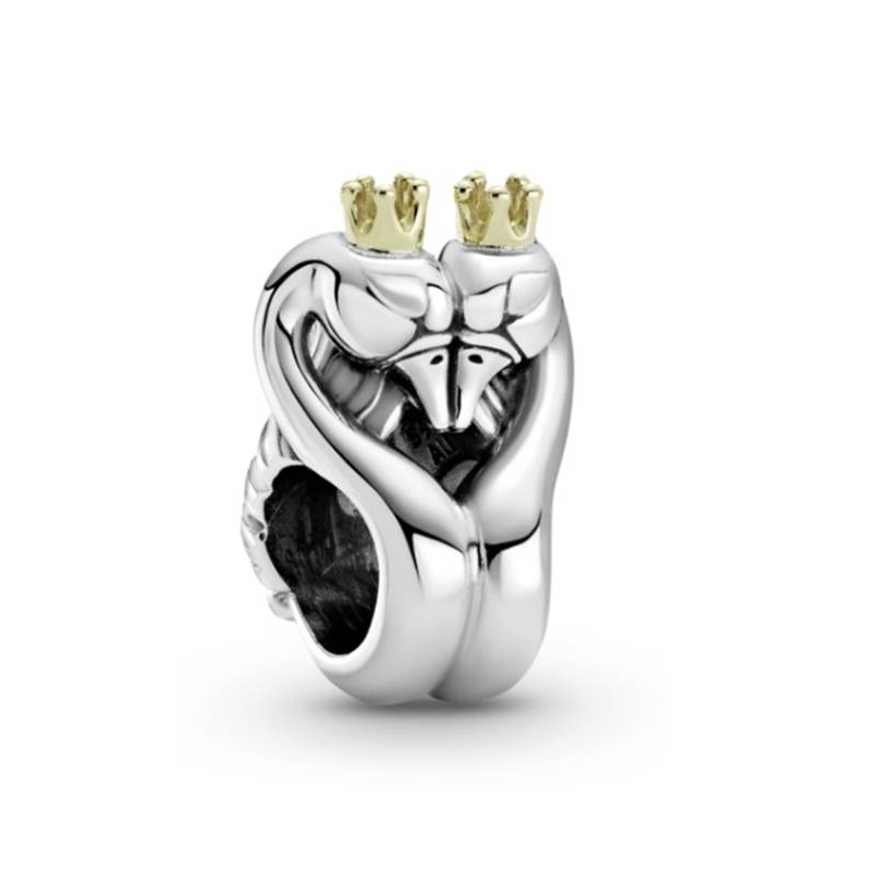 CHARM PLATA Y ORO CISNES Y CORAZON 799315C00