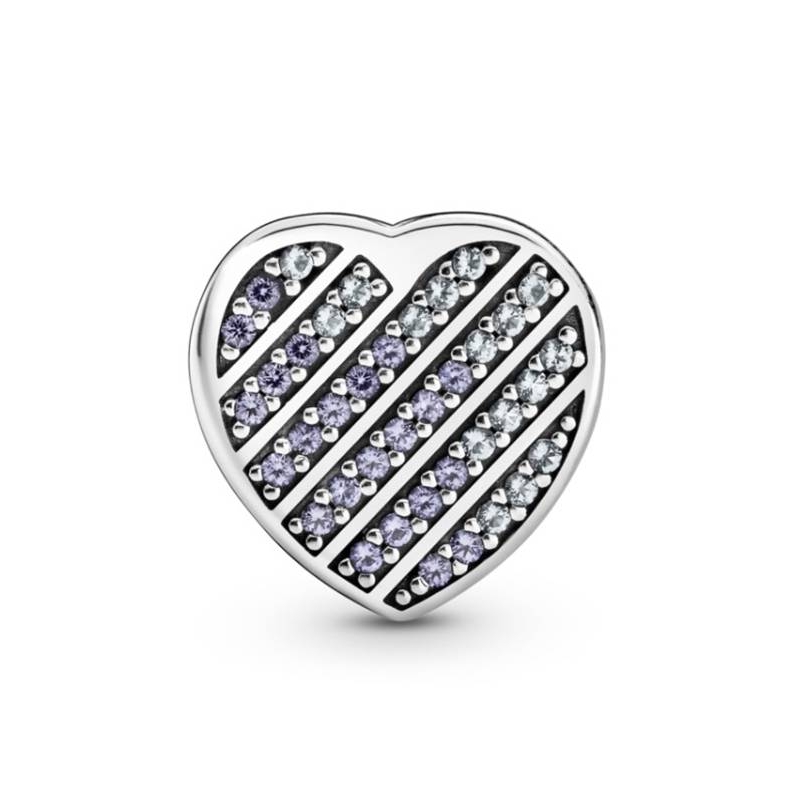 CHARM PLATA REFLEXIONS CORAZON PAVE AZUL 799346C01