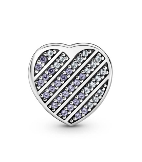 CHARM PLATA REFLEXIONS CORAZON PAVE AZUL 799346C01