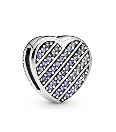 CHARM PLATA REFLEXIONS CORAZON PAVE AZUL 799346C01