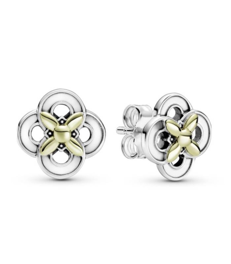 PENDIENTES PLATA Y ORO BOTON FLORES 299349C00