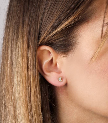 Pendientes Oro 18k Y Circonitas Lunas "Nauplia"