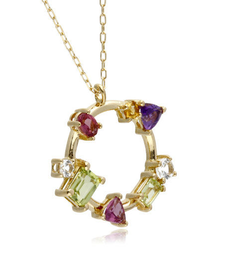 Gargantilla "Paola Stone" en Oro 18k y piedras multicolor