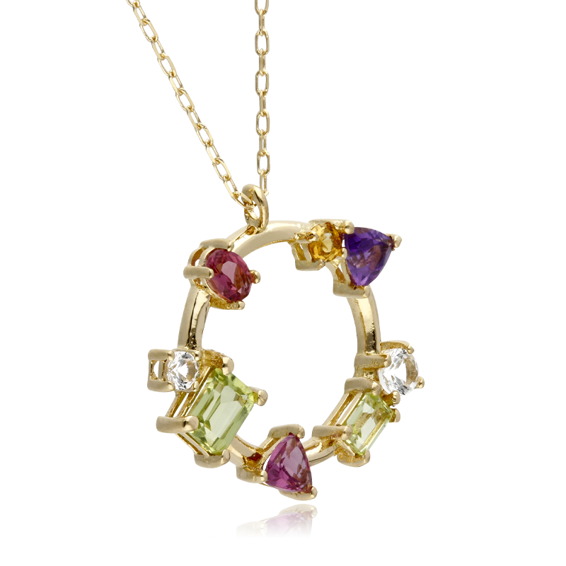 Gargantilla "Paola Stone" en Oro 18k y piedras multicolor