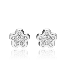Pendientes Oro Blanco 18k Flor