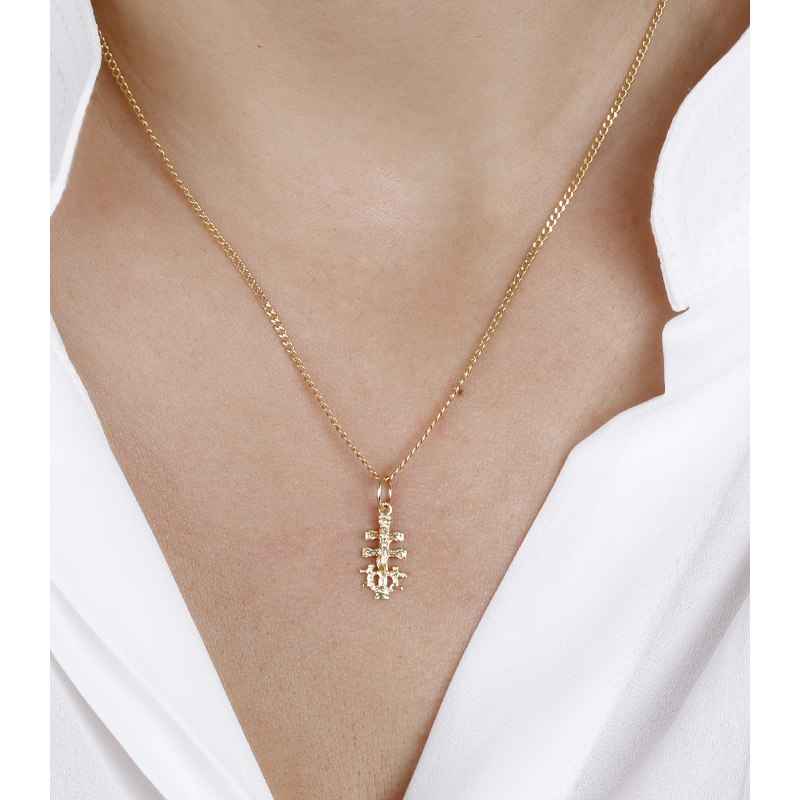 Pendentif Croix De Caravaca En Or Jaune 18K (750) - Neuf Sans Emballage