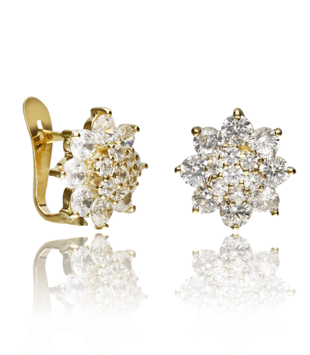 Pendientes Flor Oro 18k y circonitas