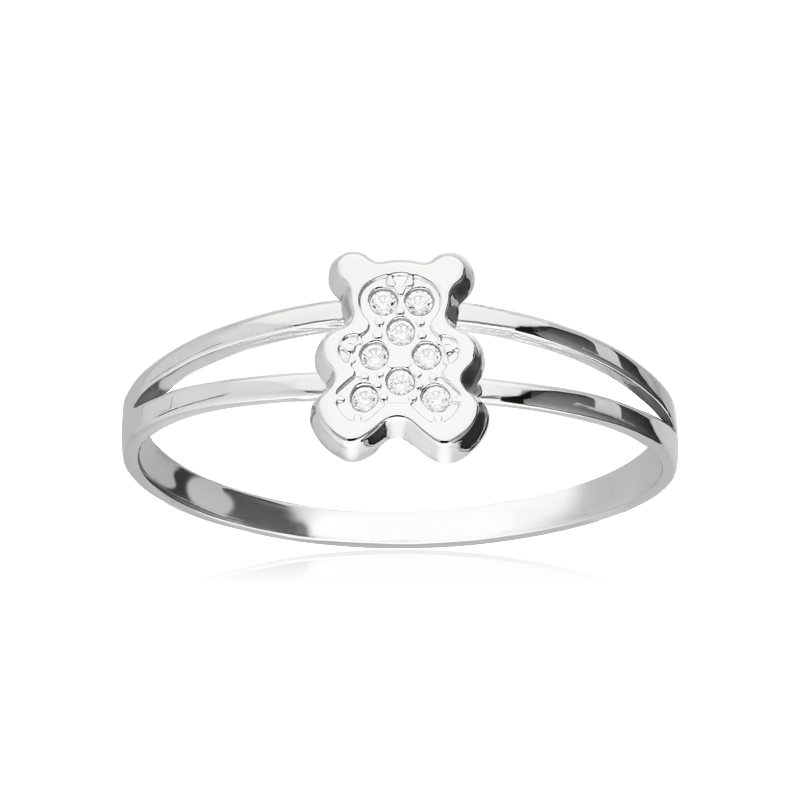 Anillo "Baby Bear" Osito Oro Blanco 18k