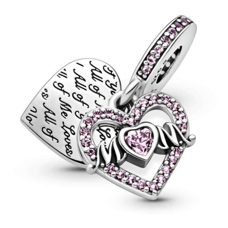 Charm colgante Pandora doble corazón, mamá grabado 799402C01