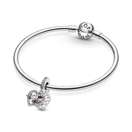 Charm colgante Pandora doble corazón, mamá grabado 799402C01