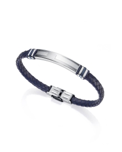 PULSERA VICEROY HOMBRE EN ACERO Y PIEL AZUL 6256P01013
