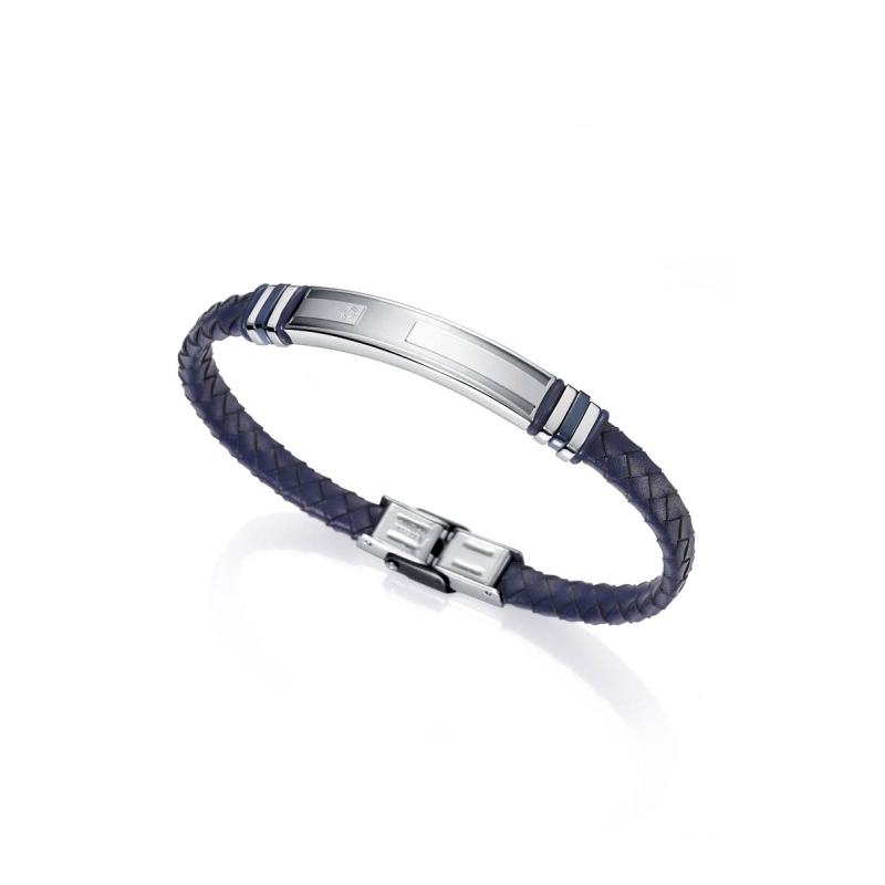 PULSERA VICEROY HOMBRE EN ACERO Y PIEL AZUL 6256P01013