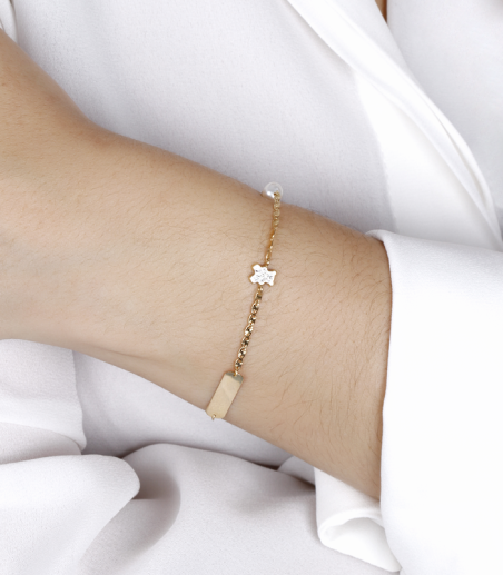 Pulsera Oro 18k circonitas y perlas "Baby Bear"