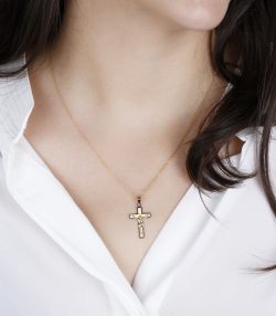 Colgante Cruz Cristo de Oro Bicolor