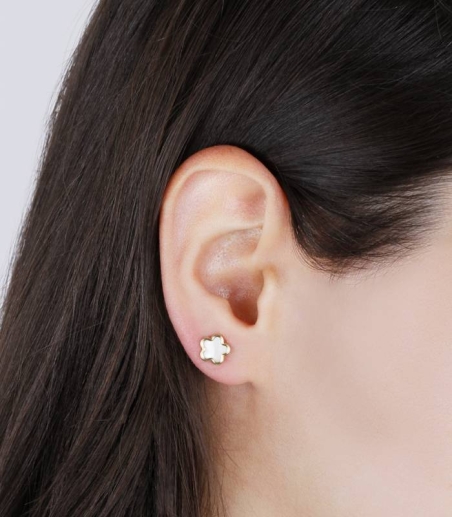 Pendientes Oro 18 k y Nácar "Pétale"