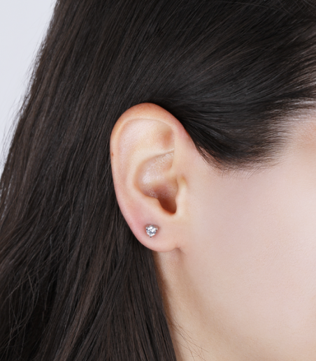 Pendientes Oro Blanco 18k y circonita 4mm "Three"