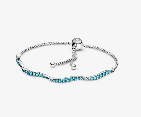 Pulsera con cierre deslizante azul ondulada 599436C01