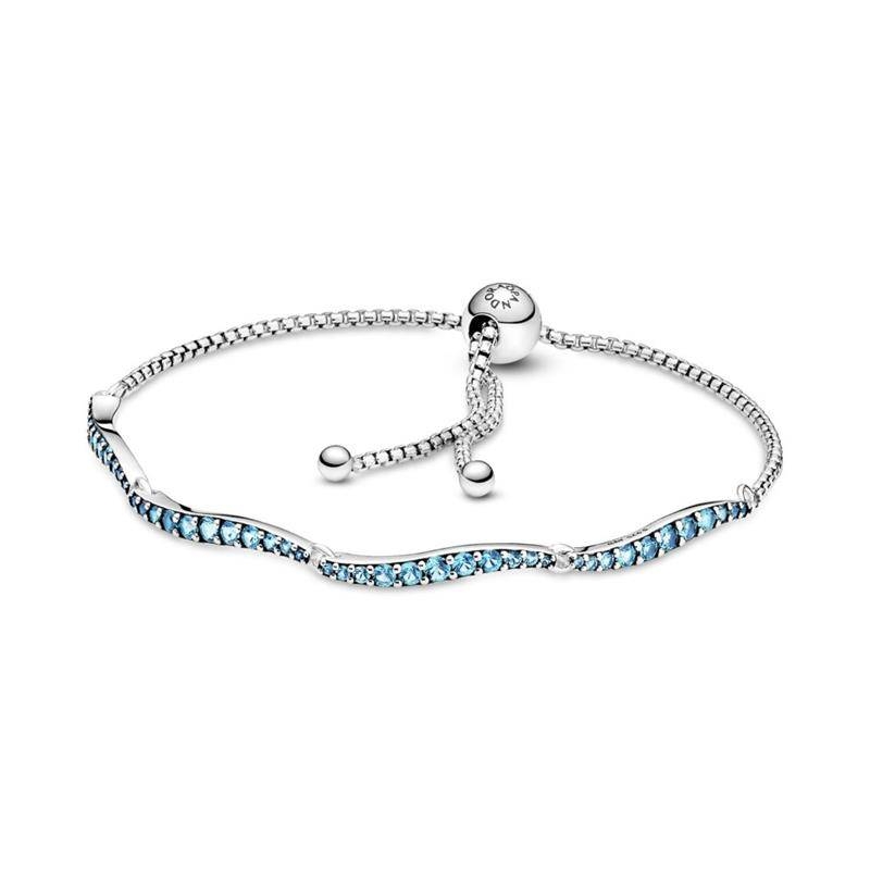 Pulsera con cierre deslizante azul ondulada 599436C01