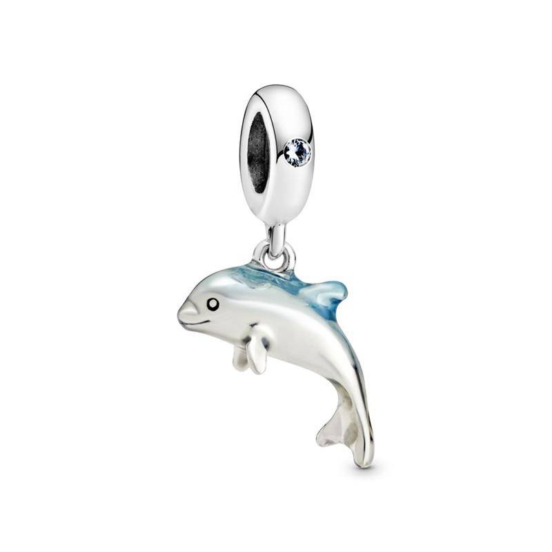 CHARM PLATA COLGANTE DELFIN ESMALTE AZUL 798947C01