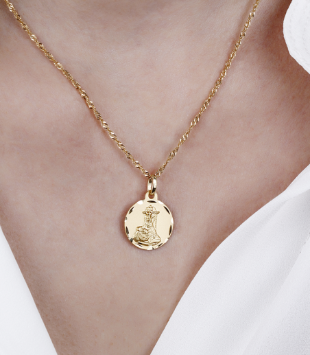 Escapulario Oro 18k 16mm "Virgen de las Angustias y Jesús"