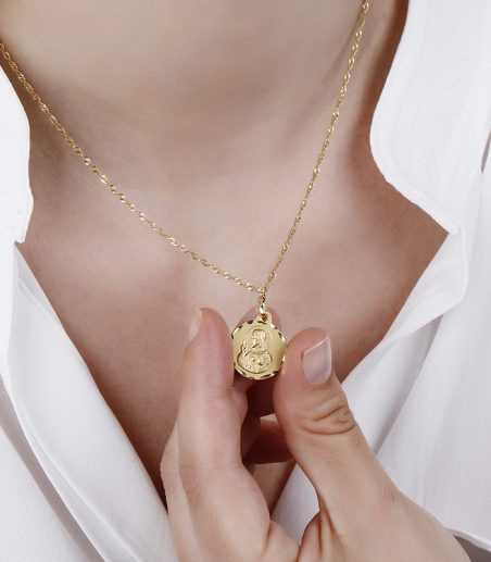 Medalla Escapulario Oro 18k dos relieves "16mm"
