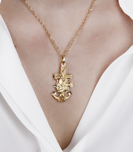 Colgante cruz Oro 18k "Virgen del Carmen"