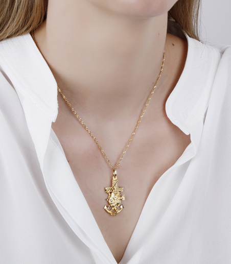 Colgante cruz Oro 18k "Virgen del Carmen"
