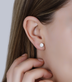 Pendientes bebé Oro blanco 18k circonita