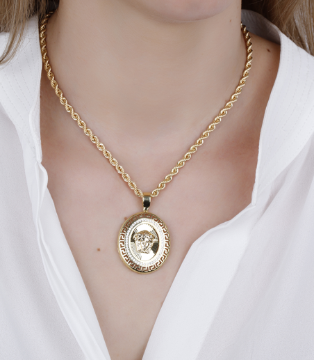COLGANTE MEDUSA "GREEK" OVAL ORO 18K