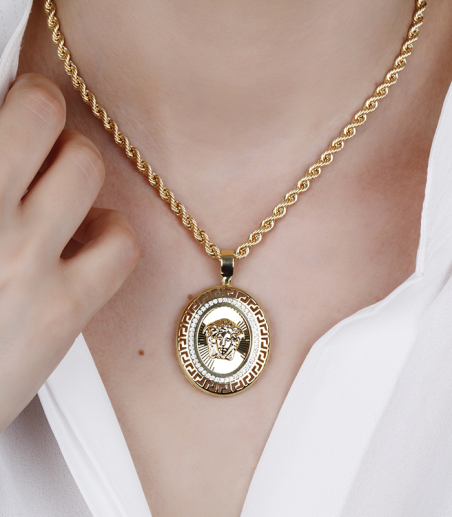 COLGANTE MEDUSA "GREEK" OVAL ORO 18K